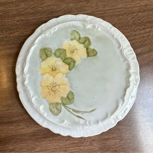 Antique Hand Painted Signed J Wiesse Yellow Buttercup Flowers on White 6” Trivet